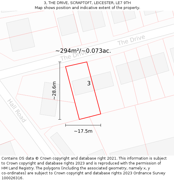 3, THE DRIVE, SCRAPTOFT, LEICESTER, LE7 9TH: Plot and title map
