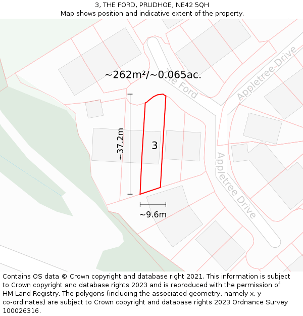 3, THE FORD, PRUDHOE, NE42 5QH: Plot and title map