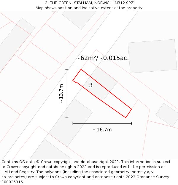 3, THE GREEN, STALHAM, NORWICH, NR12 9PZ: Plot and title map