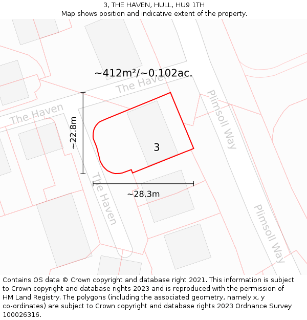 3, THE HAVEN, HULL, HU9 1TH: Plot and title map