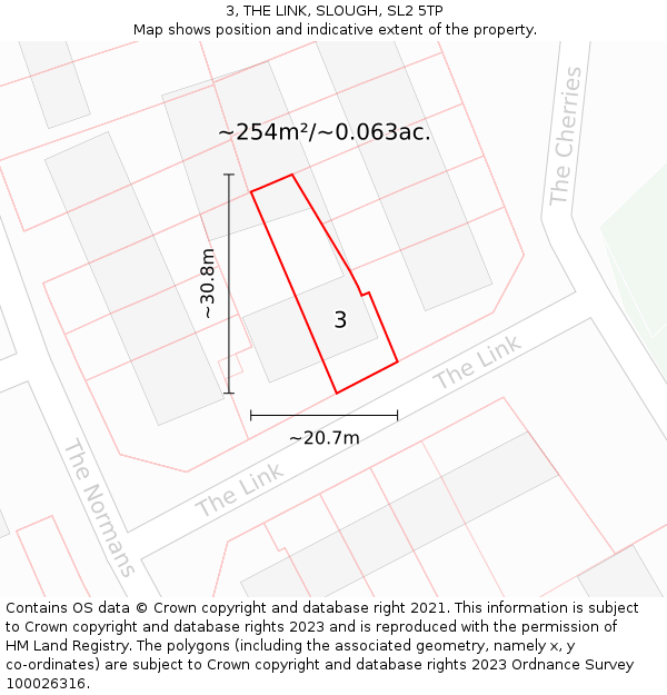 3, THE LINK, SLOUGH, SL2 5TP: Plot and title map