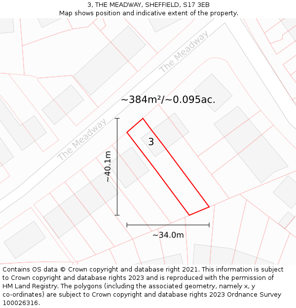 3, THE MEADWAY, SHEFFIELD, S17 3EB: Plot and title map