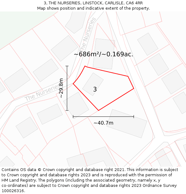 3, THE NURSERIES, LINSTOCK, CARLISLE, CA6 4RR: Plot and title map