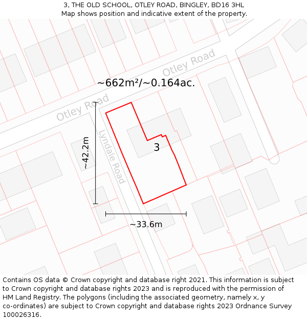 3, THE OLD SCHOOL, OTLEY ROAD, BINGLEY, BD16 3HL: Plot and title map