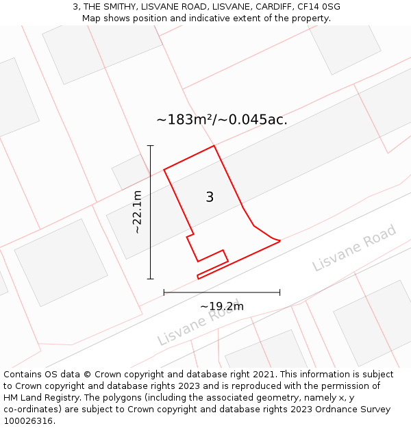 3, THE SMITHY, LISVANE ROAD, LISVANE, CARDIFF, CF14 0SG: Plot and title map
