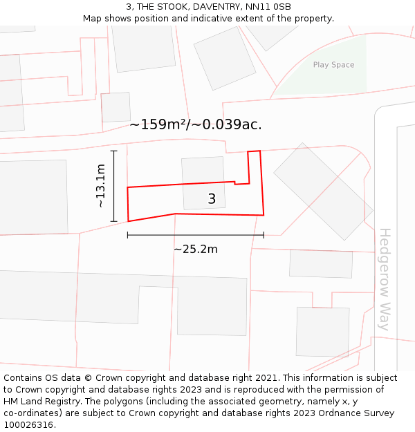 3, THE STOOK, DAVENTRY, NN11 0SB: Plot and title map