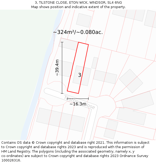 3, TILSTONE CLOSE, ETON WICK, WINDSOR, SL4 6NG: Plot and title map