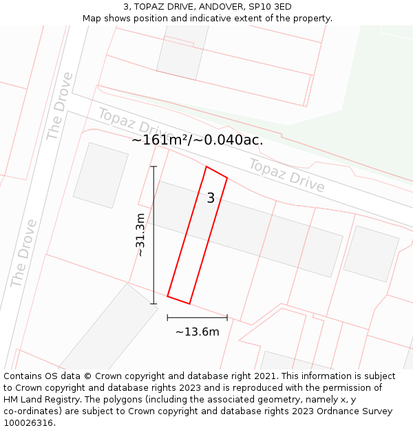 3, TOPAZ DRIVE, ANDOVER, SP10 3ED: Plot and title map