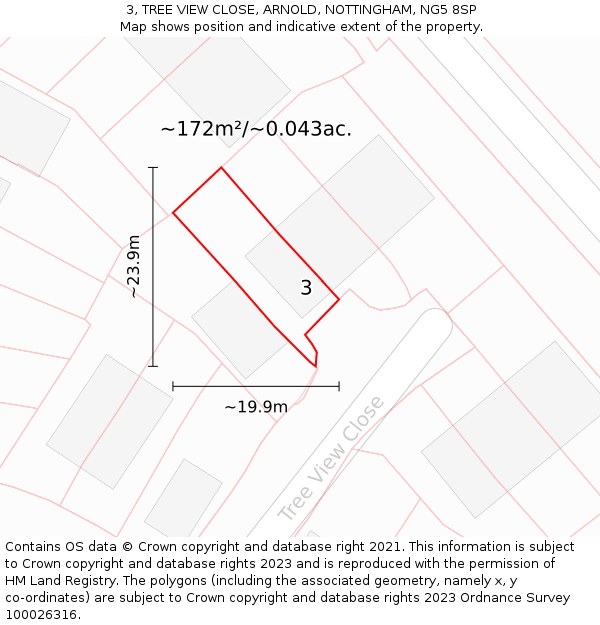 3, TREE VIEW CLOSE, ARNOLD, NOTTINGHAM, NG5 8SP: Plot and title map