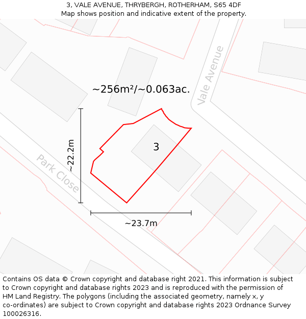 3, VALE AVENUE, THRYBERGH, ROTHERHAM, S65 4DF: Plot and title map