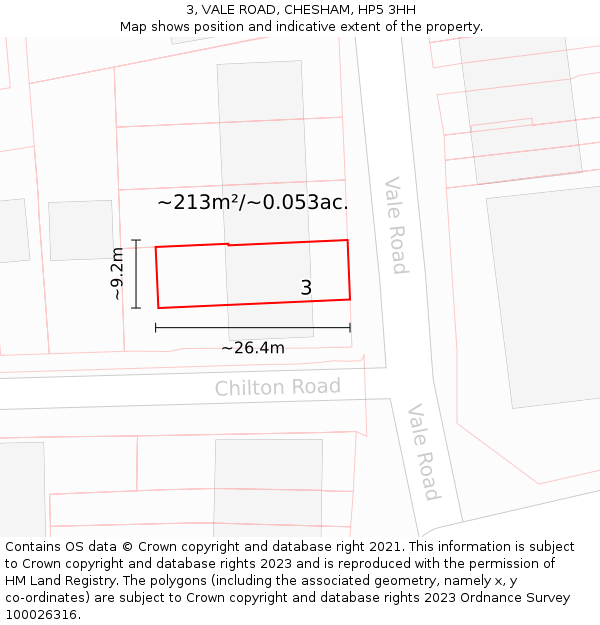 3, VALE ROAD, CHESHAM, HP5 3HH: Plot and title map