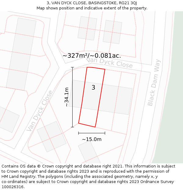 3, VAN DYCK CLOSE, BASINGSTOKE, RG21 3QJ: Plot and title map