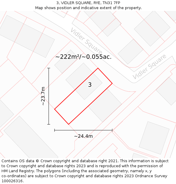 3, VIDLER SQUARE, RYE, TN31 7FP: Plot and title map