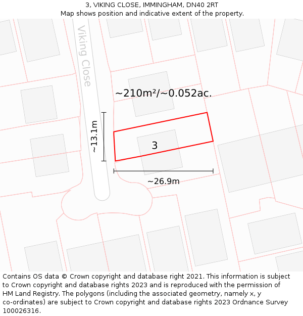 3, VIKING CLOSE, IMMINGHAM, DN40 2RT: Plot and title map