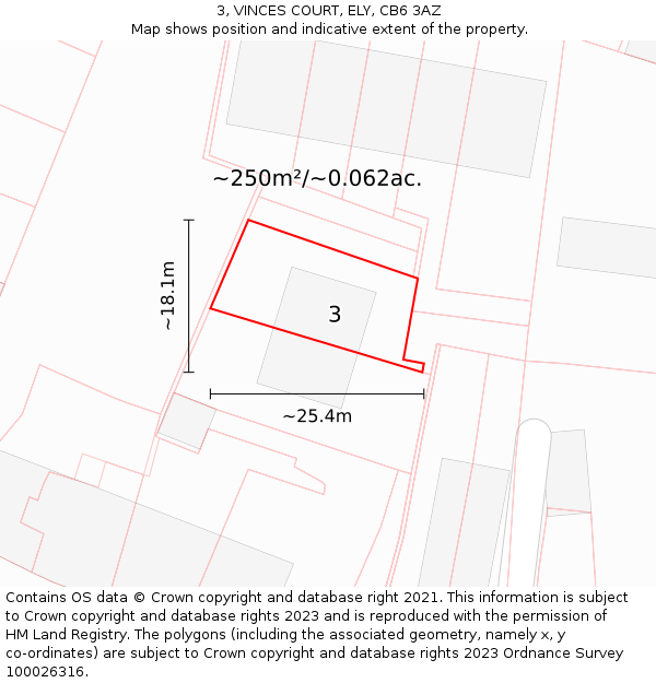 3, VINCES COURT, ELY, CB6 3AZ: Plot and title map