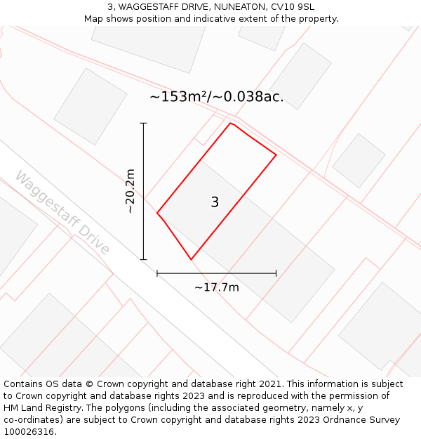 3, WAGGESTAFF DRIVE, NUNEATON, CV10 9SL: Plot and title map
