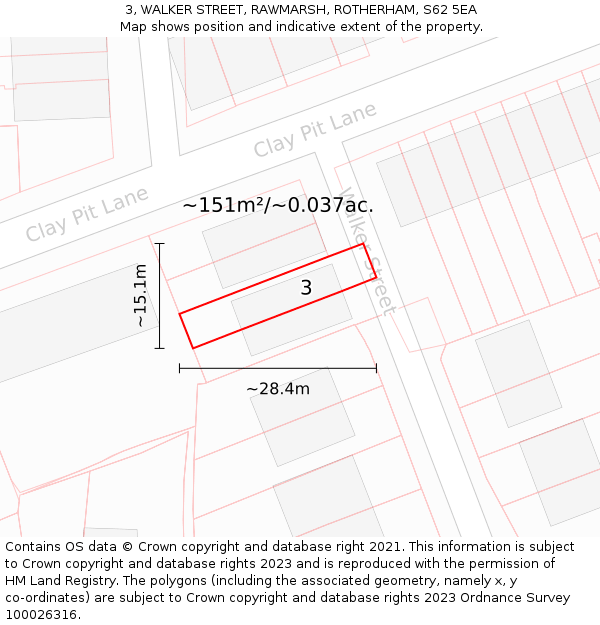 3, WALKER STREET, RAWMARSH, ROTHERHAM, S62 5EA: Plot and title map