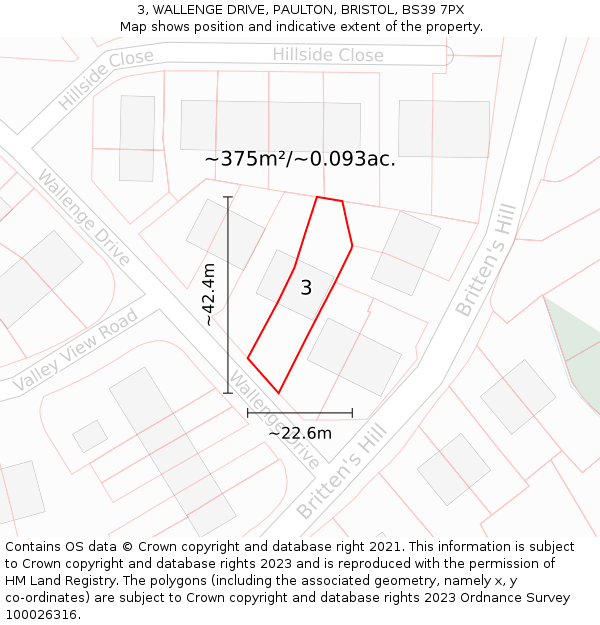 3, WALLENGE DRIVE, PAULTON, BRISTOL, BS39 7PX: Plot and title map
