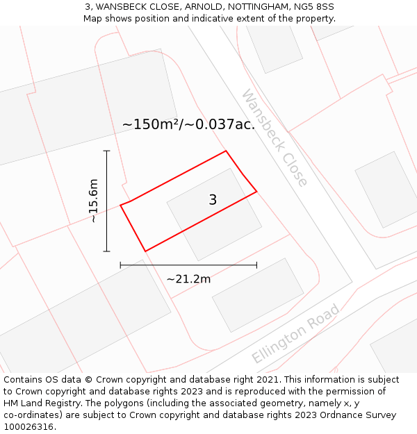 3, WANSBECK CLOSE, ARNOLD, NOTTINGHAM, NG5 8SS: Plot and title map