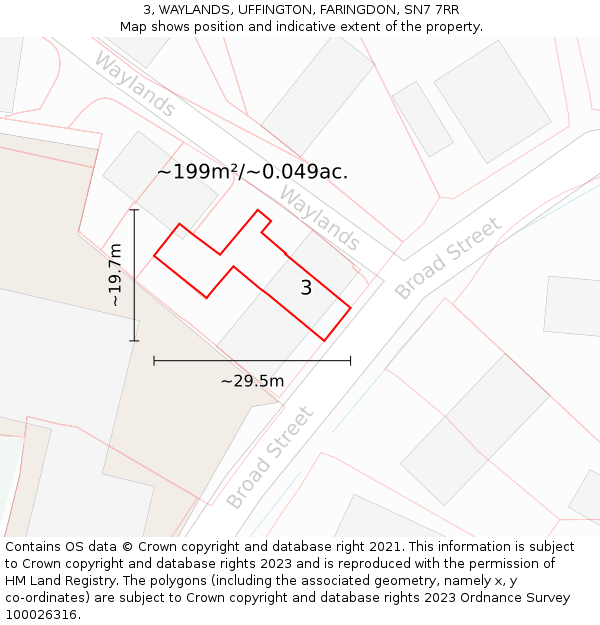 3, WAYLANDS, UFFINGTON, FARINGDON, SN7 7RR: Plot and title map