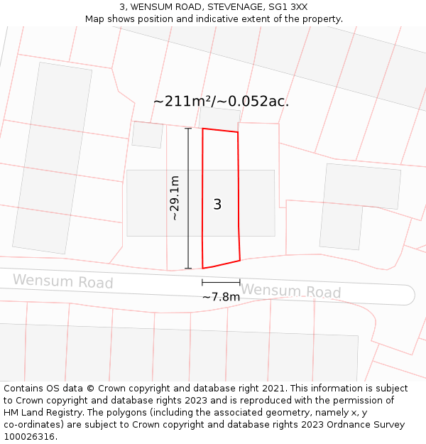 3, WENSUM ROAD, STEVENAGE, SG1 3XX: Plot and title map