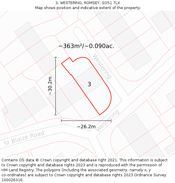 3, WESTERING, ROMSEY, SO51 7LX: Plot and title map