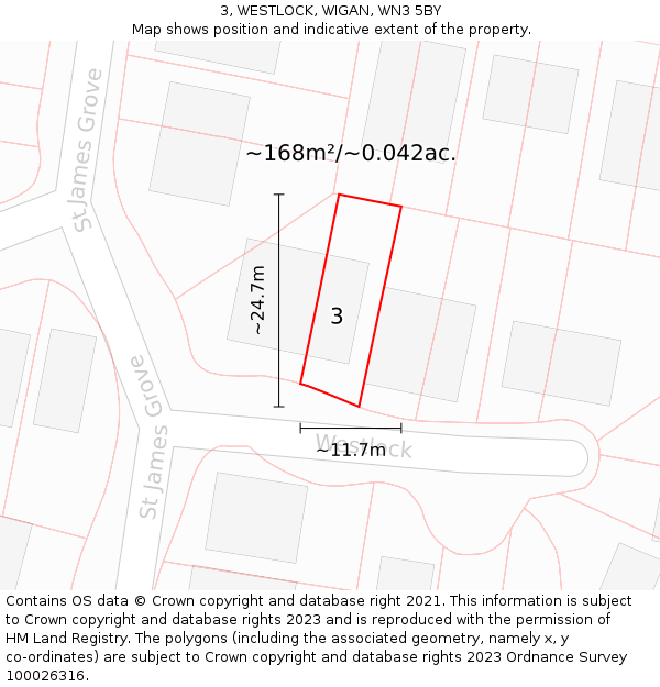 3, WESTLOCK, WIGAN, WN3 5BY: Plot and title map