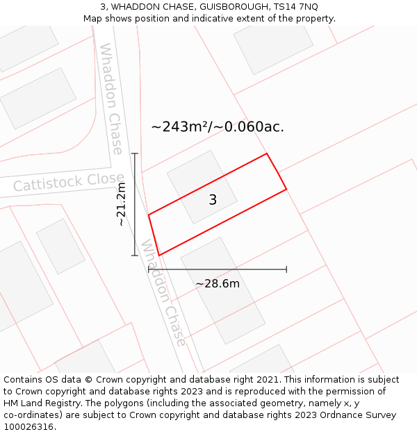 3, WHADDON CHASE, GUISBOROUGH, TS14 7NQ: Plot and title map
