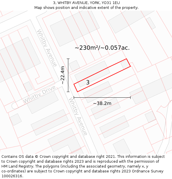 3, WHITBY AVENUE, YORK, YO31 1EU: Plot and title map