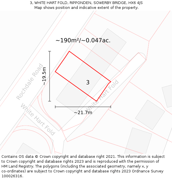 3, WHITE HART FOLD, RIPPONDEN, SOWERBY BRIDGE, HX6 4JS: Plot and title map