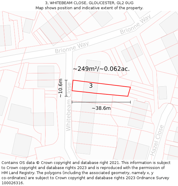 3, WHITEBEAM CLOSE, GLOUCESTER, GL2 0UG: Plot and title map