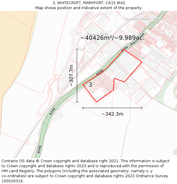 3, WHITECROFT, MARYPORT, CA15 8NQ: Plot and title map