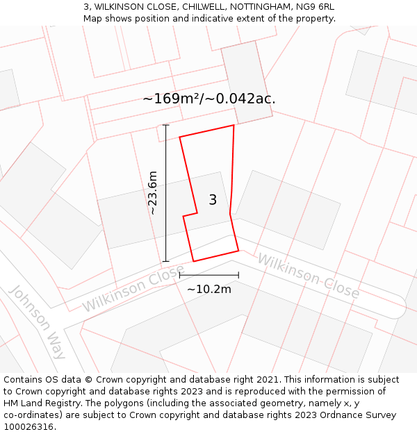 3, WILKINSON CLOSE, CHILWELL, NOTTINGHAM, NG9 6RL: Plot and title map