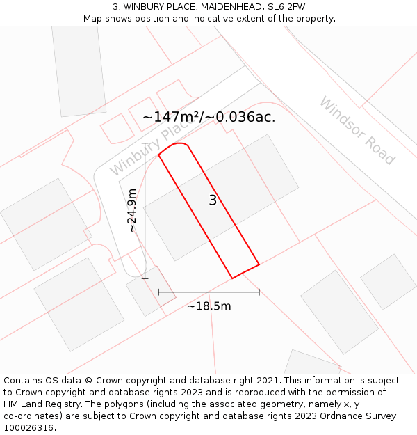 3, WINBURY PLACE, MAIDENHEAD, SL6 2FW: Plot and title map