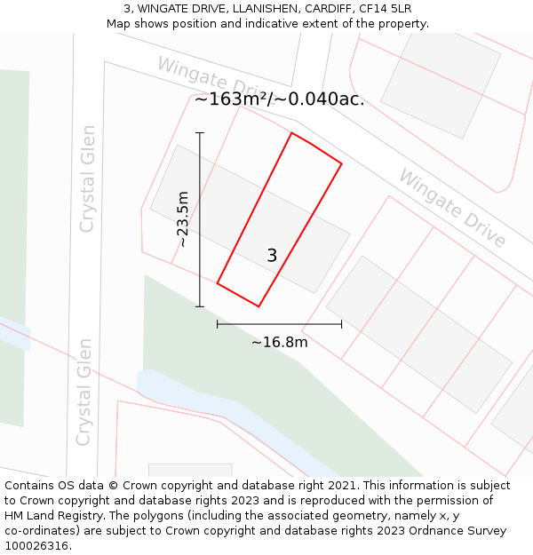 3, WINGATE DRIVE, LLANISHEN, CARDIFF, CF14 5LR: Plot and title map