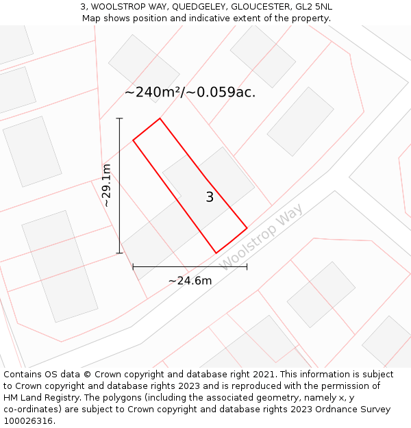 3, WOOLSTROP WAY, QUEDGELEY, GLOUCESTER, GL2 5NL: Plot and title map