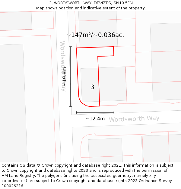 3, WORDSWORTH WAY, DEVIZES, SN10 5FN: Plot and title map