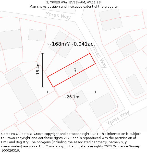 3, YPRES WAY, EVESHAM, WR11 2SJ: Plot and title map