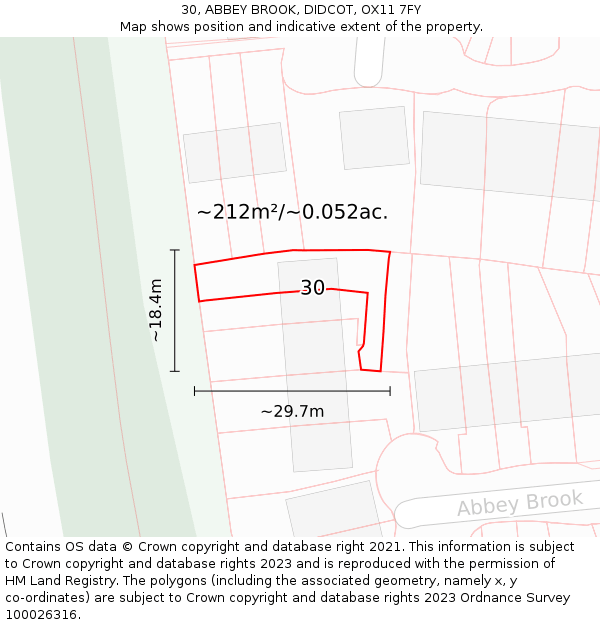 30, ABBEY BROOK, DIDCOT, OX11 7FY: Plot and title map