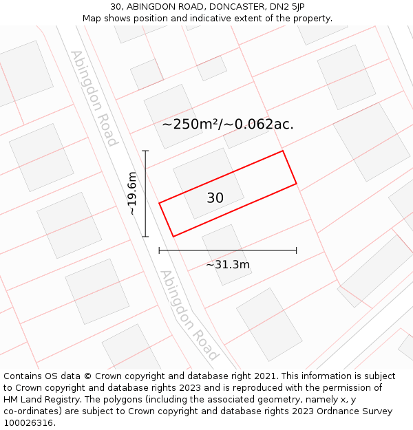 30, ABINGDON ROAD, DONCASTER, DN2 5JP: Plot and title map