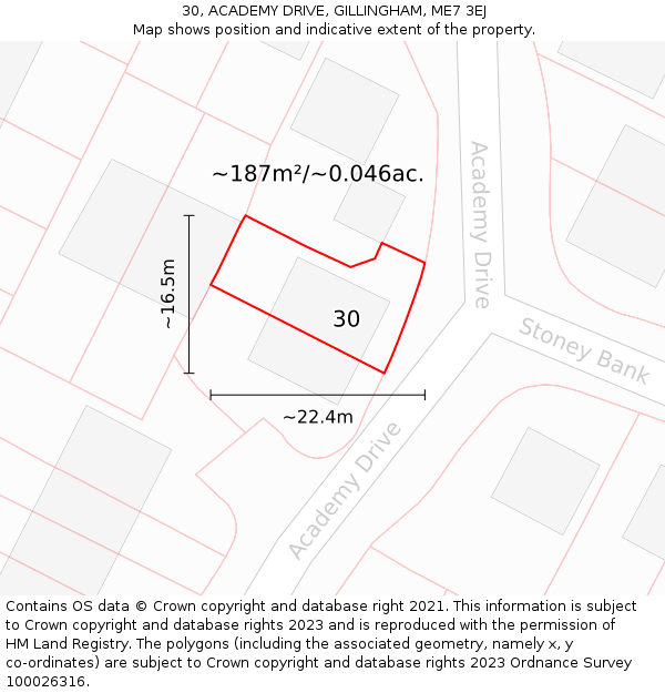 30, ACADEMY DRIVE, GILLINGHAM, ME7 3EJ: Plot and title map