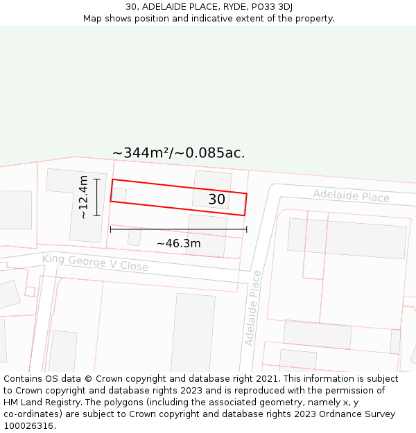 30, ADELAIDE PLACE, RYDE, PO33 3DJ: Plot and title map