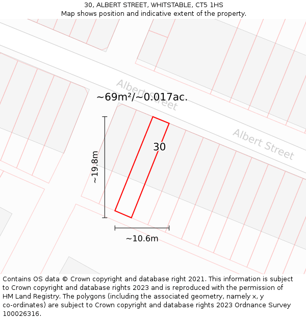 30, ALBERT STREET, WHITSTABLE, CT5 1HS: Plot and title map