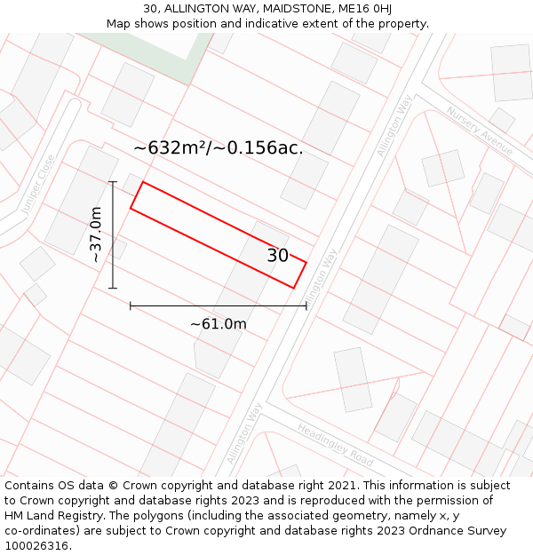 30, ALLINGTON WAY, MAIDSTONE, ME16 0HJ: Plot and title map