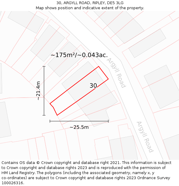 30, ARGYLL ROAD, RIPLEY, DE5 3LG: Plot and title map