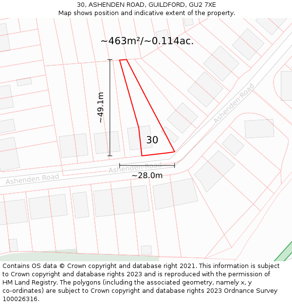 30, ASHENDEN ROAD, GUILDFORD, GU2 7XE: Plot and title map