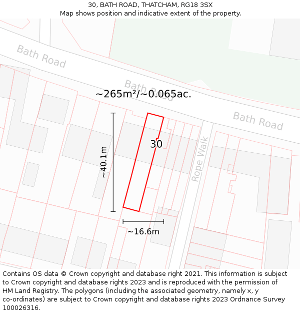 30, BATH ROAD, THATCHAM, RG18 3SX: Plot and title map