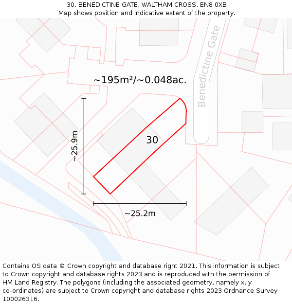 30, BENEDICTINE GATE, WALTHAM CROSS, EN8 0XB: Plot and title map