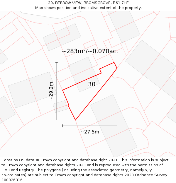 30, BERROW VIEW, BROMSGROVE, B61 7HF: Plot and title map