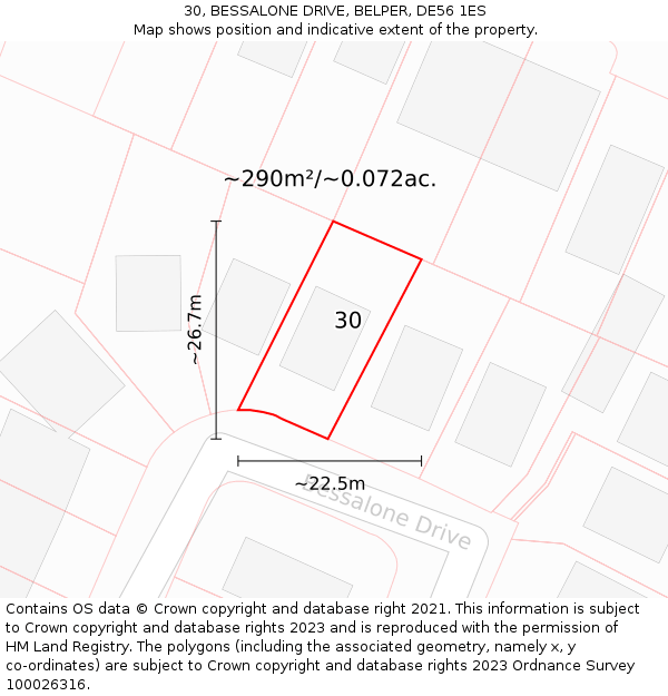 30, BESSALONE DRIVE, BELPER, DE56 1ES: Plot and title map